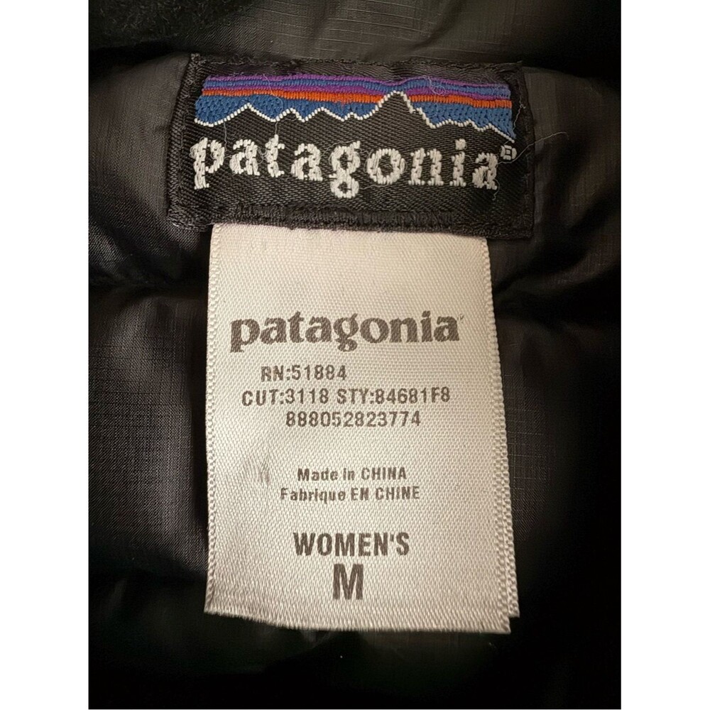 Patagonia Women's Down Sweater Jacket M Black 2008 Full Zip Goose Down Puffer - Picture 3 of 15